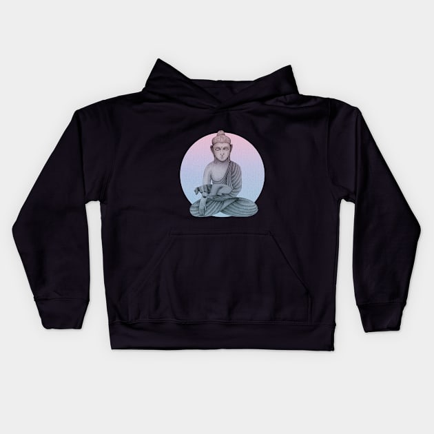 Buddha with dog 1 Kids Hoodie by KindSpirits